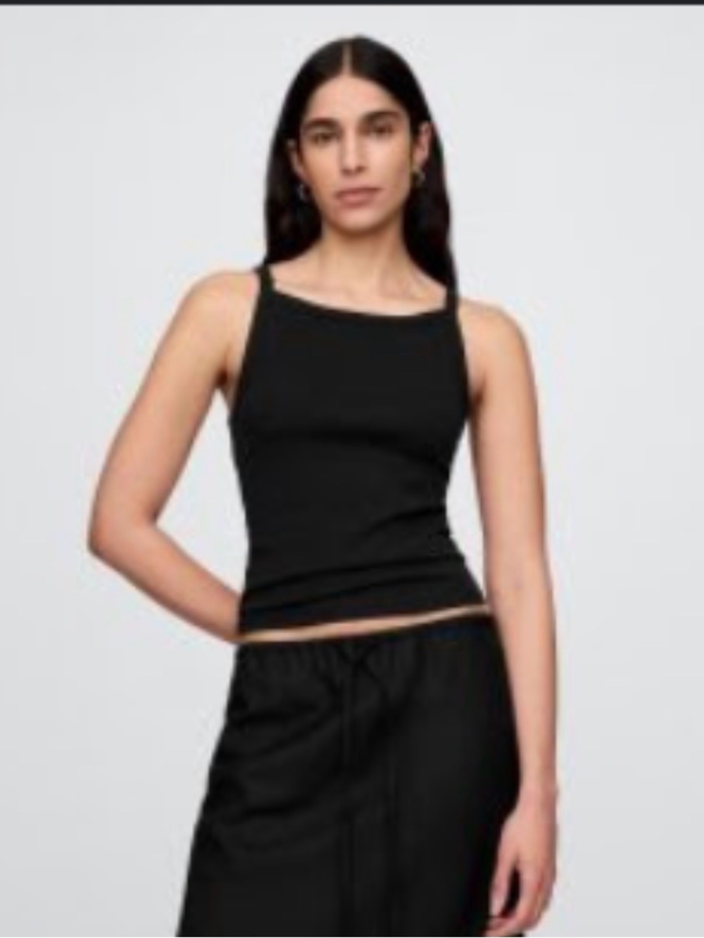 GAP Modern Apron-Neck Tank Top-  XL TALL . Black.